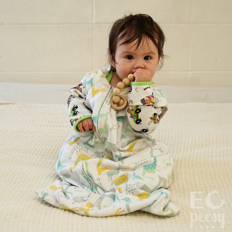 Baby Wearing Sleep Gown and Sack for Nighttime Elimination Communication