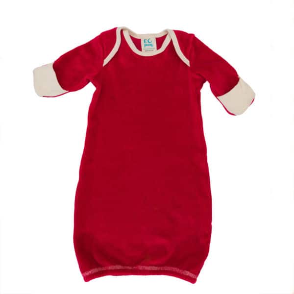 EC Peesy Sleepy Gown Red Natural Mittens