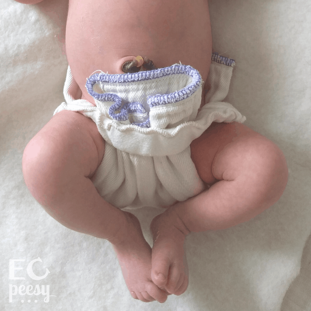 Preemie Prefold and Diaper Belt on a Newborn